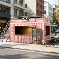 Conteneur amovible de couleur personnalisée, café en conteneur à deux étages, bar en conteneur, kiosque de restauration mobile en plein air pour usage commercial