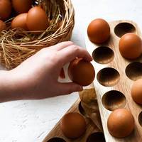 Boîte de rangement à œufs en bois à double rangée, étagère de rangement pour la maison, panier de décoration de cuisine, support à œufs frais en bois, rangement empilable