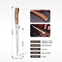 Couteau à désosser QXF 7 pouces en acier inoxydable avec manche en bois pour découper les os, le poisson et le poulet