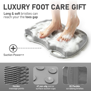 Custom logo Body Cleaner Silicone <b>Foot</b> <b>Scrubber</b> Non-Slip <b>Foot</b> Massager Mat Soft Comfy Bristles Black <b>Foot</b> Exfoliating Brush - Product Image 3