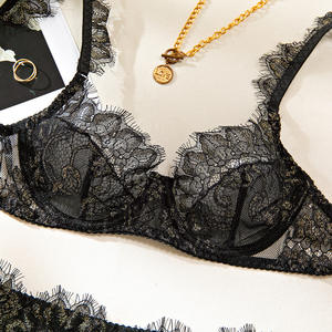 R1207A pas cher nouveau Sexy cils <span class=keywords><strong>dentelle</strong></span> armature Push up <span class=keywords><strong>soutien</strong></span>-<span class=keywords><strong>gorge</strong></span> transparent femmes exotique noir Lingerie - Product Image 5