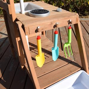 Juego de cocina de madera maciza para jugar en el patio trasero con fregadero, almacenamiento y sombrilla desmontable, regalo para niños - Product Image 3