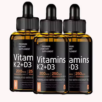 Gouttes de Vitamine D3 K2 Liquide 10000 UI Vitamine D3 200mcg MK-7 K2 avec Huile de Coco MCT Complément Alimentaire OEM Marque Privée