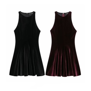 Elegante Abito Corto da <span class=keywords><strong>Donna</strong></span> in Velluto Tinta Unita Senza Maniche a Linea A, Ideale <span class=keywords><strong>per</strong></span> <span class=keywords><strong>Abbigliamento</strong></span> da Cocktail Party - Product Image 3