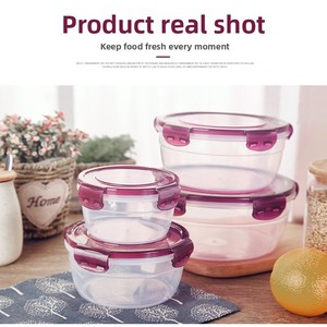 Juego de recipientes herméticos de plástico de grado alimenticio, redondos, aptos para microondas, para cocina, refrigerador, preparación de almuerzos - Product Image 3