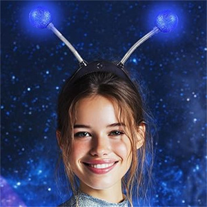 Venta superior Light up Alien Headband LED Martian Hair Band Antena Accesorios para el cabello para suministros de fiesta de Halloween - Product Image 6