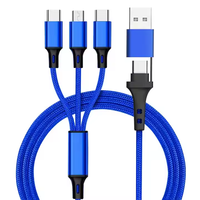 Câble de charge multifonction 5 en 1 en cuivre pur pour téléphone Micro USB Type C, câble de charge rapide 1,2 m, câble de données tressé 2,8 A, 2 en 3