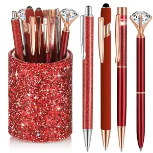 Stylo à bille en métal à l'encre noire et strass avec logo personnalisé pour stylo à bille Fournitures de bureau