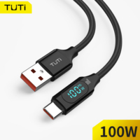 Kabel Pengisian Cepat Tuti Wholesale 60w Display 5A OEM USB 1m Kabel Data Nylon Braided UAB ke Type C untuk Ponsel/Tablet
