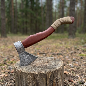 Hacha Tomahawk Forjada a Mano con Mango de Madera y Hoja de Acero, Herramienta de Supervivencia para Uso en Exteriores - Product Image 4