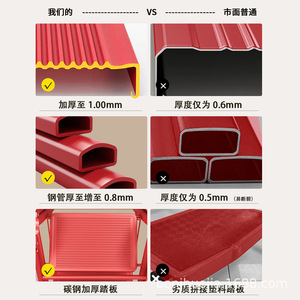 Échelle pliante rouge en forme de A avec séchoir, 5 marches, en alliage d'aluminium, portable, pour usage domestique - Product Image 3