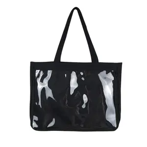 new fashion trend custom design ita bag canvas clear window bag accept sample handbag for ladies
