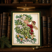 Kits de broderie au point de croix imprimés DIY, décorations pour arbre de Noël, ensembles de broderie au point d'angle, toiles pour la décoration de la maison pendant les fêtes d'hiver