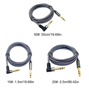 Câble de Guitare TRS 6,35 mm, Câble Audio Stéréo à Angle Droit avec Jack Mâle 6,35 mm <span class=keywords><strong>pour</strong></span> <span class=keywords><strong>Basse</strong></span>, Clavier, Mixeur, Amplificateur - Product Image 2