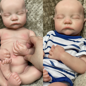 Poupée bébé garçon réaliste en silicone de 16 pouces, nouveau-né endormi, jouet lavable pour enfants - Product Image 1
