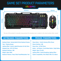 Clavier et souris de jeu filaires ergonomiques de haute qualité à 104 touches, rétroéclairage LED, ultra-mince, interface USB - En stock pour les joueurs