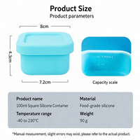 Conteneur carré en silicone de 100 ml pour aliments pour bébés avec couvercle, facile à démouler, réutilisable, boîte à portions pour purée, lait maternel, collations
