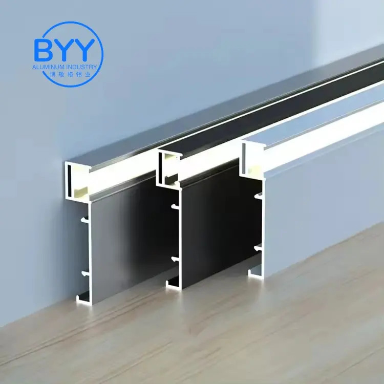 BYY Aluminium Skirting Board Decorative Wall Skirting Molding Trim Floor Accessories skirting profile Led baseboard