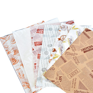 Wholesale Customized Printed Logo And Size Food Safe Grade Burger Paper Greaseproof Hamburger Wrapping Wax Coated Paper