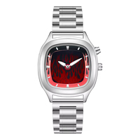 Montre-bracelet dynamique à quartz avec affichage numérique motif dragon de feu pour hommes Montre de sport de luxe en acier inoxydable Logo personnalisé