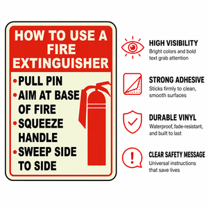 Señalización de Extintor de Incendios con Impresión UV Especializada, Etiqueta de Seguridad Luminosa que Brilla en la Oscuridad, Adhesivo de Advertencia de Seguridad Industrial - Product Image 2