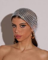 Élégant Voile de Mariée en Maille Ornée de Strass Scintillants pour Festivals et Mariages – Voile de Cheveux Bling-Bling