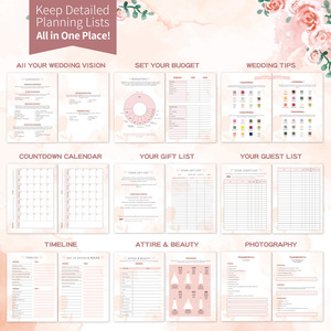 Agenda Matrimoniale con Copertina Rigida Floreale e Adesivi, 132 Pagine, Diario Nuziale per la Sposa, <span class=keywords><strong>Libro</strong></span> Organizzatore per la Pianificazione del Matrimonio con Consigli sul Budget - Product Image 5