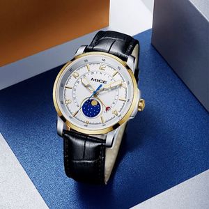 Customized <b>Men's</b> Multi-Functional Sun And Moon Phase Fashion <b>Watch</b> With Japanese Quartz Movement - Product Image 1