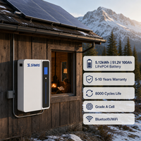Batterie LiFePO4 murale 5,12 kWh 51,2 V 100 Ah à cellules séparées CAN pour stockage solaire domestique hors réseau résidentiel