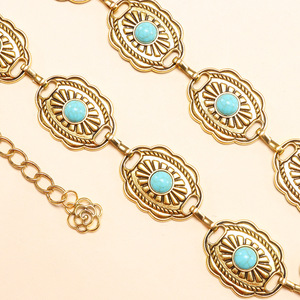 Chaîne de taille pour femme, style bohème western, motif floral turquoise, en métal, pour usage quotidien, en alliage de zinc, taille unique - Product Image 4