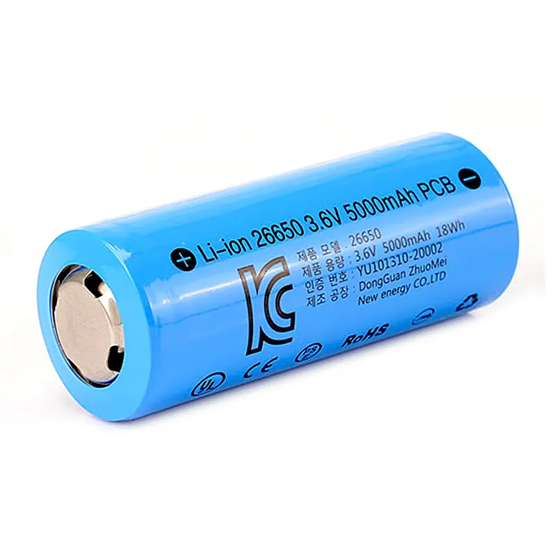 kc certificate 26650 battery 5000mah 3.7v lithium ion battery rechargeable
