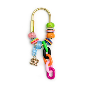 Colorful Bead <b>Bag</b> Chain Pendant With Metal Number Charm For Women Handbag Decor - Product Image 4