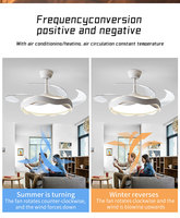 Lustre LED moderne de 42 pouces avec télécommande intelligente, 220V, moteur BLDC, corps en ABS blanc, moteur DC pour ventilateur de plafond
