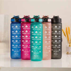 Sport LeMuna 1L Fitness Botella <span class=keywords><strong>de</strong></span> agua ecológica Botella <span class=keywords><strong>de</strong></span> plástico motivacional con marcador <span class=keywords><strong>de</strong></span> tiempo Botella <span class=keywords><strong>de</strong></span> recordatorio - Product Image 3