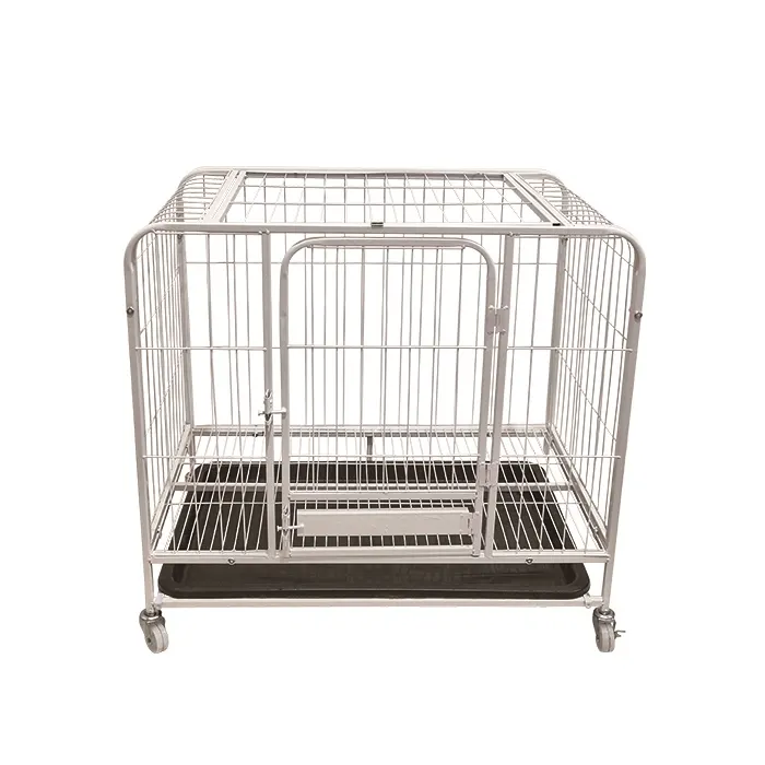 Wholesale Multi-Size Stainless Steel Pet Kennel Dog Cage With 4 Wheels Collapsible Indoor Square Tube Luxury Dog Kennel For Sale