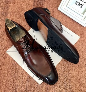 Chaussures de bureau formelles pour hommes en cuir coloré italien fait main, à bout pointu, en cuir véritable, imperméables - Product Image 6