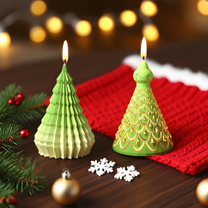 Molde de Silicona para Velas de Árbol de Navidad 3D DM1271, 9 Estilos, Moldes de Resina de Yeso para Aromaterapia, para Decoraciones Navideñas - Product Image 5