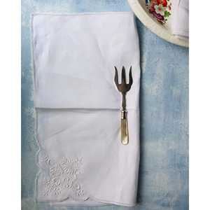 Set of 10 <b>Linen</b> Dinner <b>Napkins</b> Hand-Embroidered Chrysanthemum Table Cloth <b>Napkin</b> for Dining Use - Product Image 3
