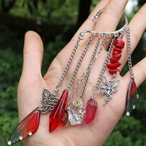 Orecchini di cristallo naturale con <span class=keywords><strong>pietra</strong></span> di ghiaia e <span class=keywords><strong>pietra</strong></span> con ali di <span class=keywords><strong>sole</strong></span> e luna ornare orecchini di cristallo magico da strega per regalo - Product Image 2