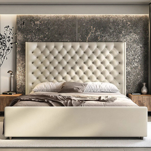 Роскошная мебель для спальни, кожаное высокое изголовье, двуспальная кровать размера «<span class=keywords><strong>king</strong></span>-Size», современный простой каркас кровати размера «Queen-Size» для домашнего отеля - Product Image 2