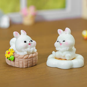 Conejito de Dibujos Animados en Miniatura, Adorable Conejo con Cola Grande para Decoración del Hogar, Manualidades de Resina, Accesorios Pequeños - Product Image 3
