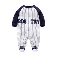 Vêtements pour nouveau-nés, mode bébé, 100% coton, barboteuse de style baseball pour bébé