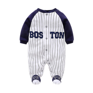 Ropa para Recién Nacidos, Moda Infantil, 100% Algodón, Estilo Béisbol, Mameluco para Bebé - Product Image 3