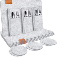 Ensemble de sets de table en feutre non tissé classique antidérapant de 3 mm d'épaisseur, silencieux, réutilisable, respectueux de l'environnement, pour table à manger