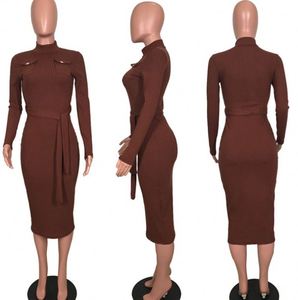 Nouvelle Robe Longue d'Hiver Tendance, Élégante, à Manches Longues, Col Rond, Confortable, en Maille Épaisse, Style Bandage, pour l'Automne - Product Image 5