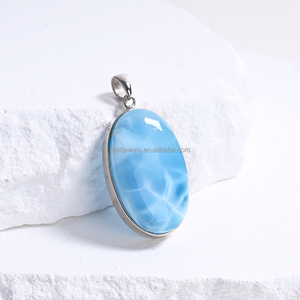 Collar con Colgante de Larimar Natural con Elegante Patrón Azul Marino, Joyería de Piedras Preciosas Curativas para Mujer, Regalo - Product Image 6