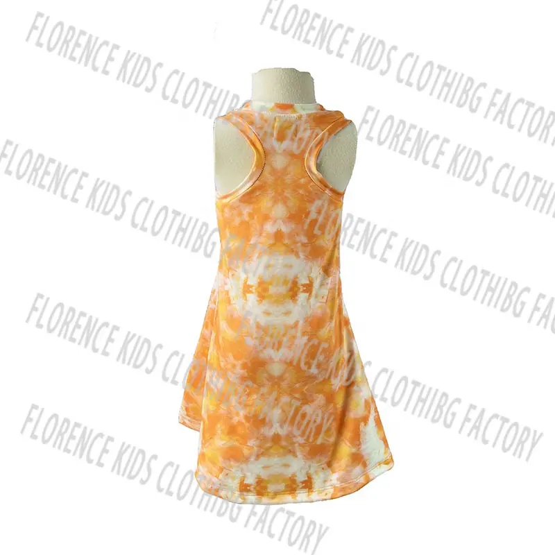 DH OEM Vestido de nina white summer tie dye print bamboo Racerback toddler skirt dress for girls