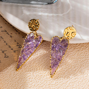 เครื่องประดับชุบทอง 14k 18k แบบไม่ก่อให้เกิดอาการแพ้ ดีไซน์สวยงาม ทำจากสแตนเลสสตีล 316L ประดับด้วยหินธรรมชาติ ต่างหูแบบห้อยสำหรับผู้หญิง - Product Image 2