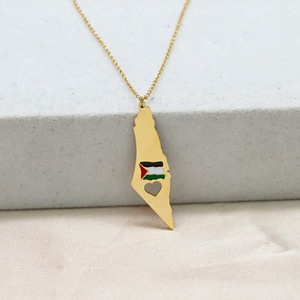 巴勒斯坦地图国旗阿拉伯空心伊斯兰穆斯林不锈钢吊坠时尚珠宝项链批发新款礼物2026 - Product Image 1