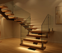 Escalier flottant en bois de chêne blanc américain facile à installer pour l'intérieur